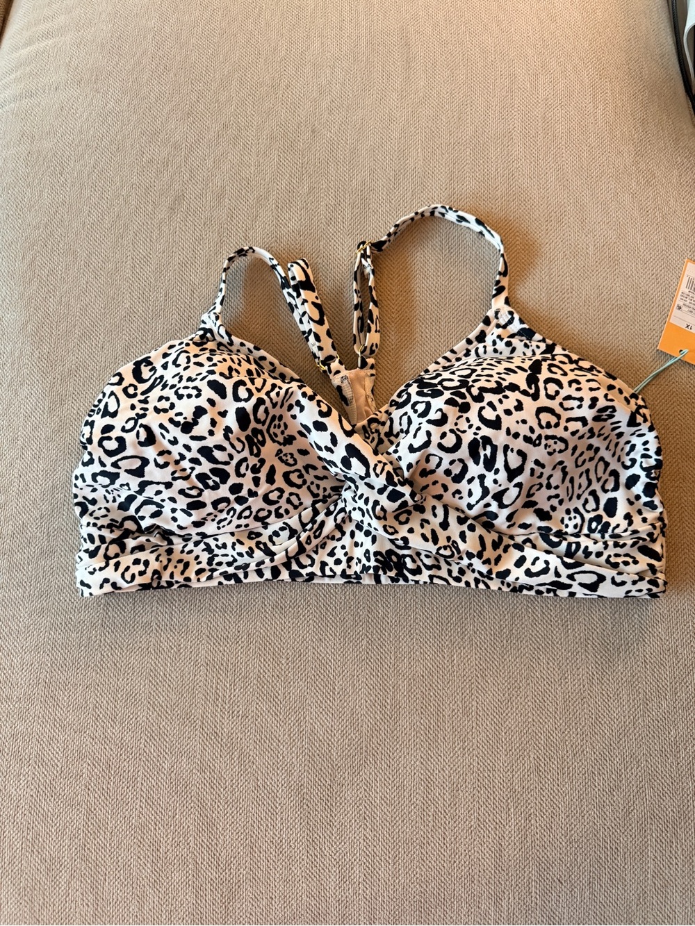BNWT Black & White leopard print bikini top from Kona Sol